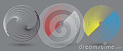 Abstract rotated lines in circle form as background. Design element for prints logo sign symbol and textile pattern. Yin and Vector Illustration