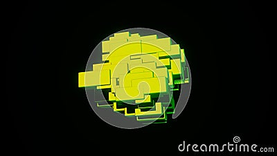 Abstract rotating cubic figure. Animation. Abstract multicolored figure of rectangular blocks rotates on black Stock Photo