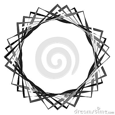 Abstract rotating intersecting squares. edgy, sharp spiral, vort Vector Illustration