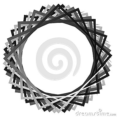 Abstract rotating intersecting squares. edgy, sharp spiral, vort Vector Illustration