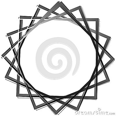 Abstract rotating intersecting squares. edgy, sharp spiral, vort Vector Illustration