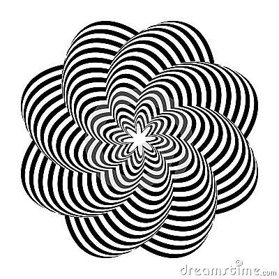 Rotation design element. 3D illusion. Op art lines pattern Vector Illustration