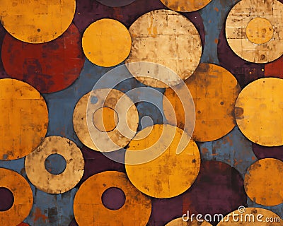 Abstract round earthy rusty shapes design pattern wallpaper Stock Photo