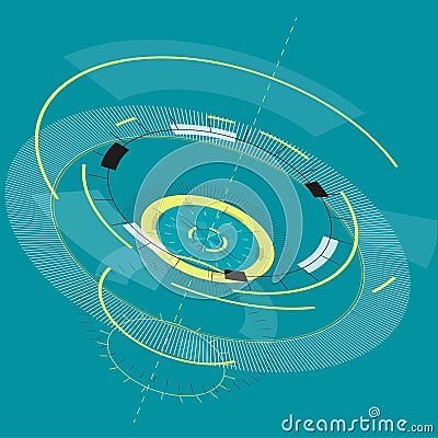 Abstract round high-tech mandala with circles. Space isometric Time machine. Vector Illustration