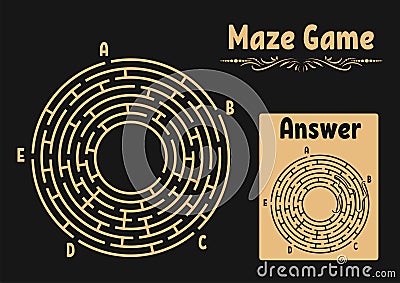 Abstract round maze. Game for kids. Puzzle for children. Labyrinth conundrum. Flat vector illustration isolated on color backgroun Vector Illustration