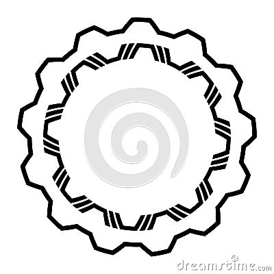 Abstract round meander, circular geometric ornament, frame made of simple shapes. Gear machinery piece Vector Illustration