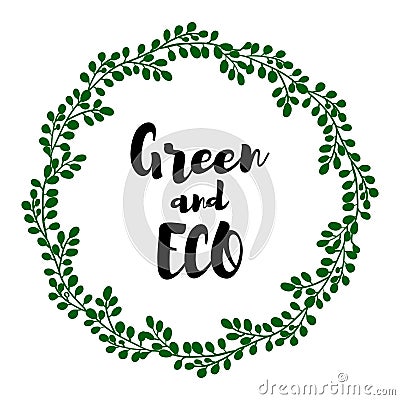 abstract round shape green color plant vector . Circular wreath illustration. Agricultural industry element. Vector Illustration