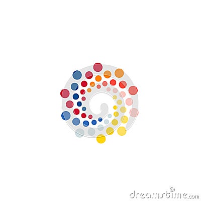 Abstract round vector logo template, color dots vector icon concept for soda, juice, kids funny game, fireworks, flower Vector Illustration