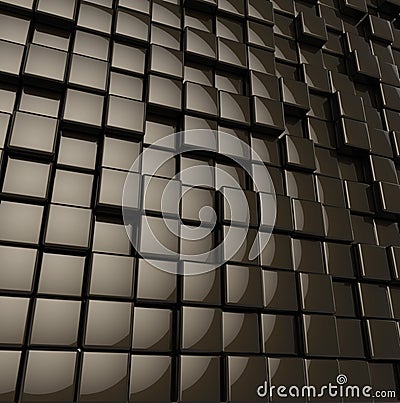 Abstract rounded glossy black cubes Stock Photo