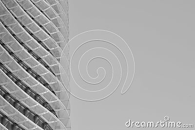 Abstract rounded minimal architectural lines. Modern architecture details for background. Black and white photo Stock Photo