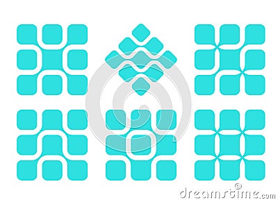 Abstract rounded rectangle vector logo set Vector Illustration