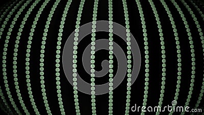 Abstract rows of small circles running fast and bending around the black spherical object. Design. Flying stripes of Stock Photo