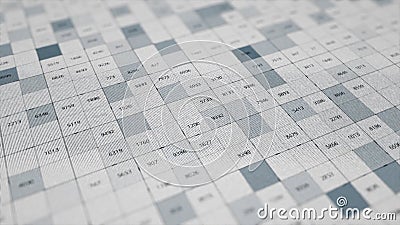 Abstract rows of white and blue squares with changing numbers, seamless loop. Animation. Motion graphics with digital Stock Photo