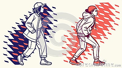 Abstract running figures, dynamic motion and fitness design vector design Generative AI Vector Illustration