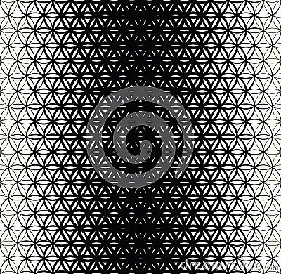 Abstract sacred geometry black and white gradient flower of life halftone pattern Vector Illustration