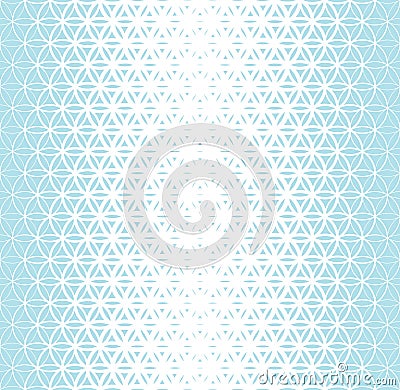 Abstract sacred geometry blue gradient flower of life halftone pattern Vector Illustration