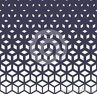 Abstract sacred geometry purple grid halftone cubes pattern Vector Illustration