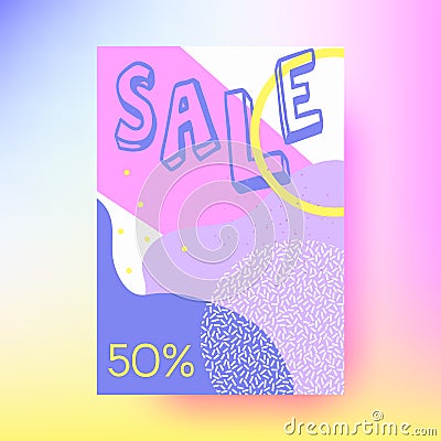 Abstract sale banner, geometric background.Memphis style. Vector Illustration
