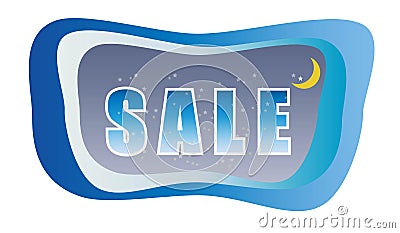 Abstract Sale Concept with moon in Blue sky Cartoon Illustration