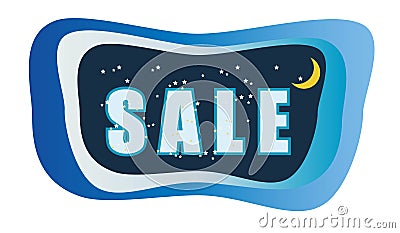 Abstract Sale Concept with moon in Blue sky Vector Illustration