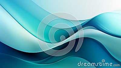 Abstract satin turquoise sea waves design with smooth curves and soft shadows on clean modern background Stock Photo