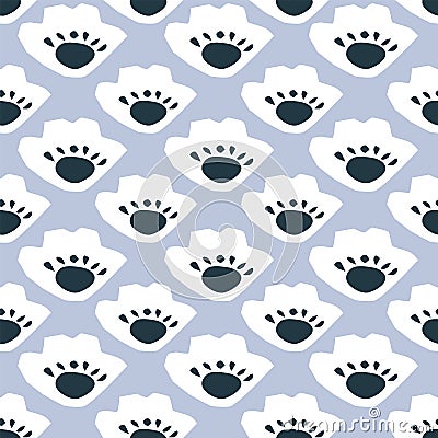 Abstract Scandinavian seamless geometric floral pattern. Simple Nordic ogee background. Print block for fabric, interior textile. Vector Illustration