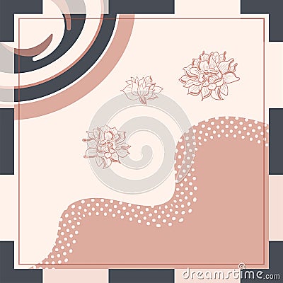 Abstract scarf or napkin floral print. Flower cute background for scarf print, fabric, covers, scrapbooking, decoupage. Bandana, Vector Illustration