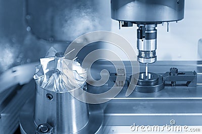 The abstract scene of CMM machine calibration Stock Photo