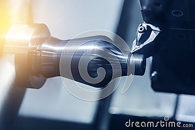 Abstract scene of CNC lathe machine Stock Photo