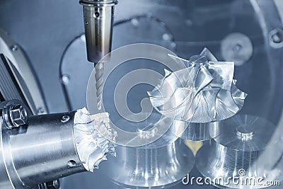 The abstract scene of five-axis CNC Stock Photo