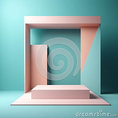 abstract scene with geometric forms, 3d rendering abstract scene with geometric forms, 3d rendering 3d rendered abstract minimal Cartoon Illustration