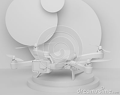 Abstract scene or podium with drone or quad copter with action camera Stock Photo