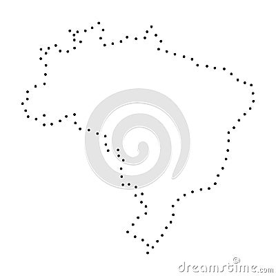 Abstract schematic map of Brazil from the black dots along the perimeter Vector Illustration