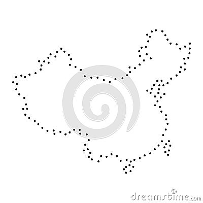 Abstract schematic map of China from the black dots along the perimeter vector illustration Vector Illustration