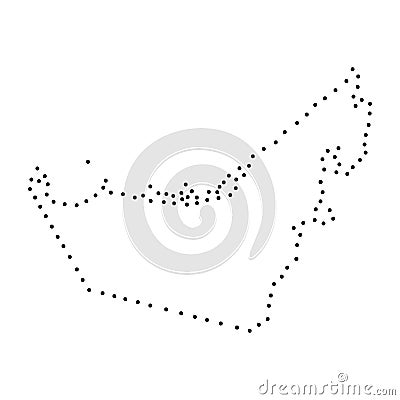 Abstract schematic map of United Arab Emirates from the black dots Cartoon Illustration