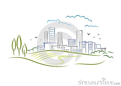Abstract schematic urbanistic landscape Vector Illustration
