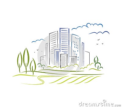 Abstract schematic urbanistic landscape Vector Illustration