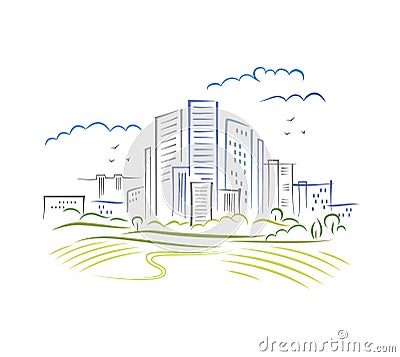 Abstract schematic urbanistic landscape Vector Illustration