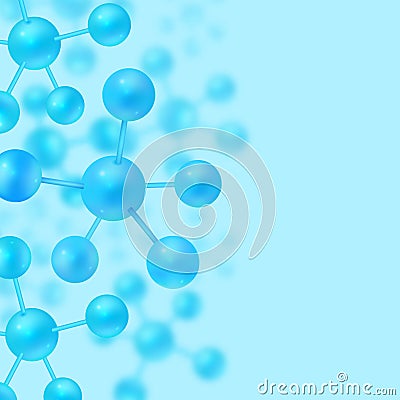 Abstract science chemistry, biology or physics background with floating blue molecules Vector Illustration