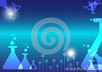 Abstract science experiment erlenmeyer flask background Vector Illustration