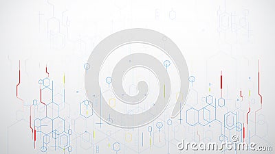 Abstract science hexagon technology vector on white background Vector Illustration