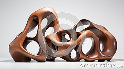 Abstract Sculpture In Brown: Fluid Networks Inspired By Henry Moore And Karl Blossfeldt Stock Photo