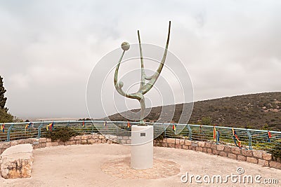 Abstract sculpture symbolizing a bird by one of the local sculptors in the famous artists village near Haifa in northern Israel Editorial Stock Photo