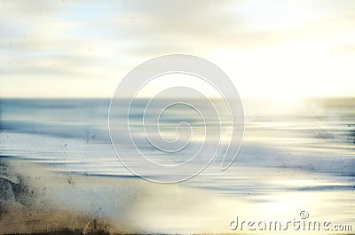 Abstract sea seascape with old paper blurred panning motion Stock Photo