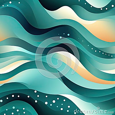 Abstract sea and waves background design with cartoonish motifs (tiled) Stock Photo