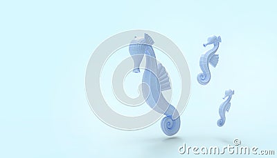 Abstract seahorse drawing on blue background contemporary Stock Photo