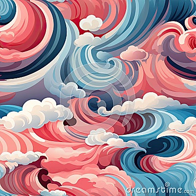 Abstract seamless background with colorful blobs, swirling vortexes, majestic clouds (tiled) Stock Photo