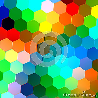 Abstract Seamless Background with Colorful Hexagons. Mosaic Tile Pattern. Geometric Shapes. Repeating Tiles. Green Blue Red. Stock Photo