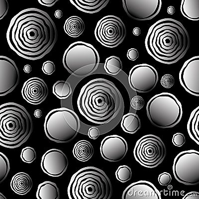 Abstract seamless background, spot and circles, black and white Vector Illustration