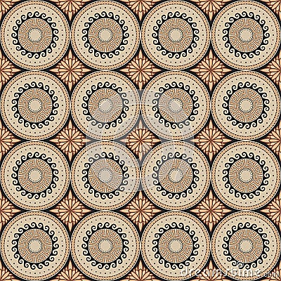 Abstract seamless circular antique pattern for wallpaper design Vector Illustration